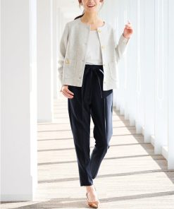 RANAN 【2点セット】メタル調ボタンノーカラージャケット＆パンツスーツ