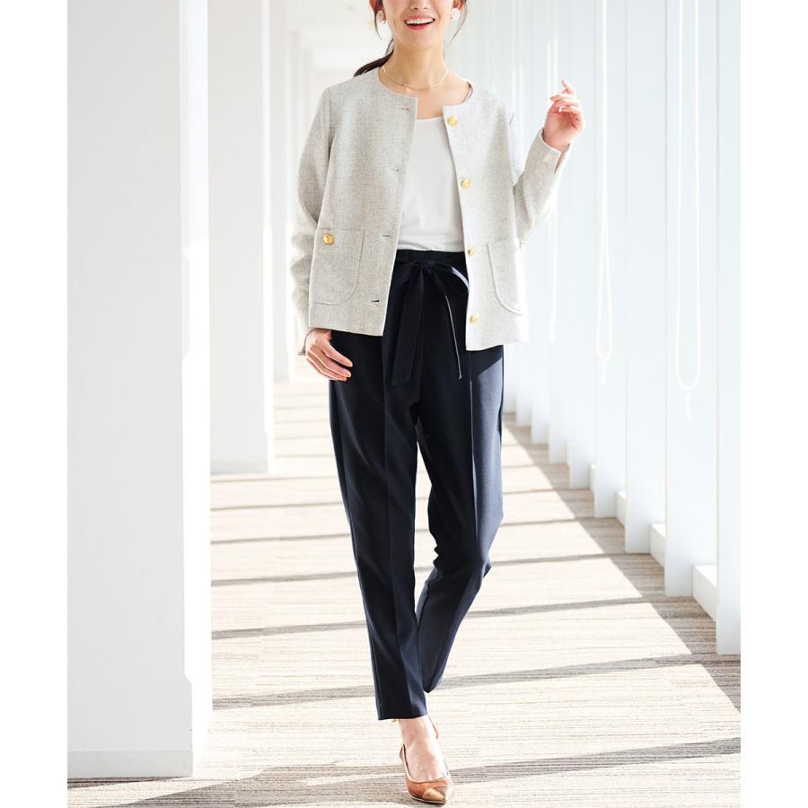 RANAN 【2点セット】メタル調ボタンノーカラージャケット&パンツスーツ