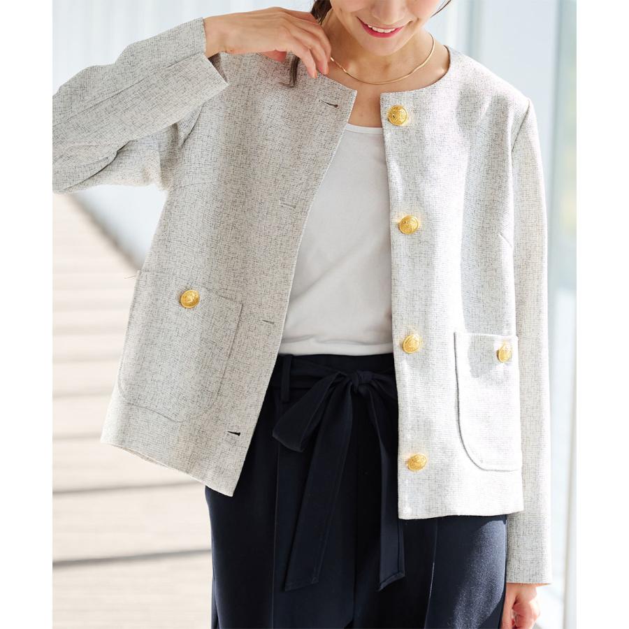 RANAN 【2点セット】メタル調ボタンノーカラージャケット&パンツスーツ - 画像 (3)