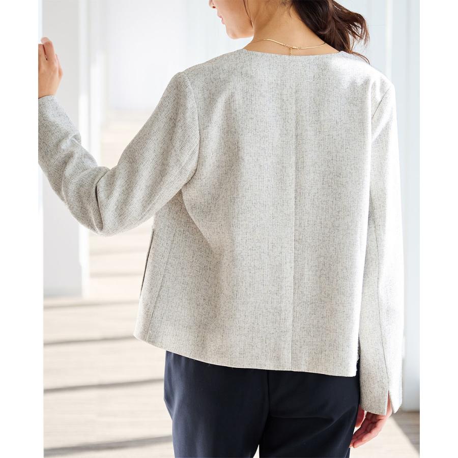 RANAN 【2点セット】メタル調ボタンノーカラージャケット&パンツスーツ - 画像 (4)