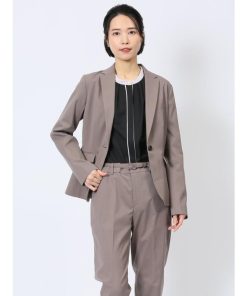 m.f.editorial 【ストレッチ ウォッシャブル】m.f.エディトリアル 1釦ジャケット 茶(セットアップ可能)