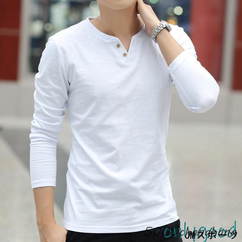 Tシャツ 長袖 tシャツ ロンT メンズ 秋服 春 細身 スリム Vネック ロングTシャツ インナー トップス スポーツ 男性用 肌着