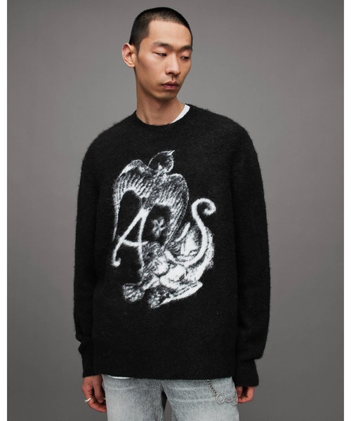 ALLSAINTS セーター ニット WILDER JACQUARD OVERSIZED CREW JUMPER | ジャカード オーバーサイズ クルー ニ - 画像 (2)