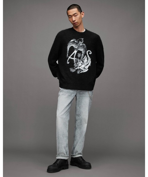 ALLSAINTS セーター ニット WILDER JACQUARD OVERSIZED CREW JUMPER | ジャカード オーバーサイズ クルー ニ - 画像 (3)