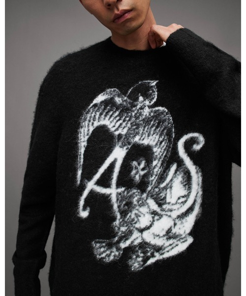 ALLSAINTS セーター ニット WILDER JACQUARD OVERSIZED CREW JUMPER | ジャカード オーバーサイズ クルー ニ - 画像 (4)