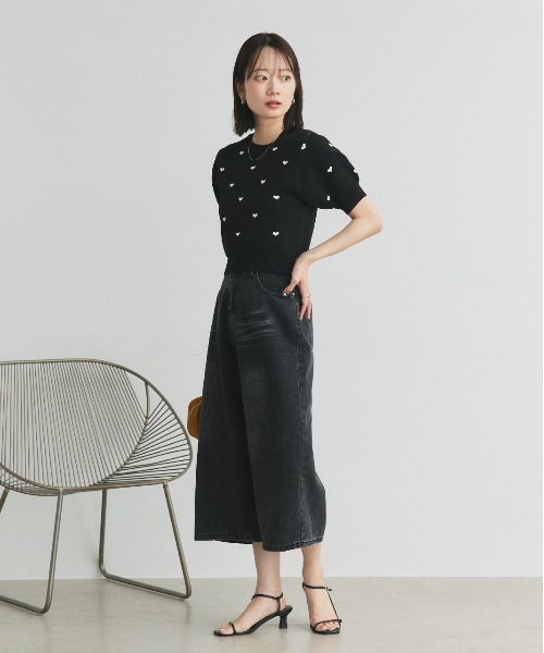 ad thie ニット セーター ハート総柄 パフスリーブニット レディース - 画像 (6)