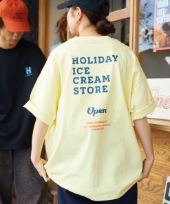 FREAK'S STORE tシャツ 限定展開 HOLIDAY ICECREAM×FREAK'S 別注 ビッグシルエット バックプリント クルーネック Tシャツ メン