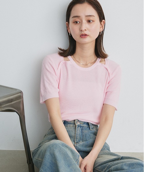 ad thie ニット セーター ショルダースリット デザインニット レディース - 画像 (5)