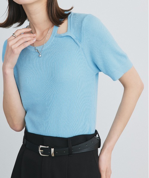 ad thie ニット セーター ショルダースリット デザインニット レディース