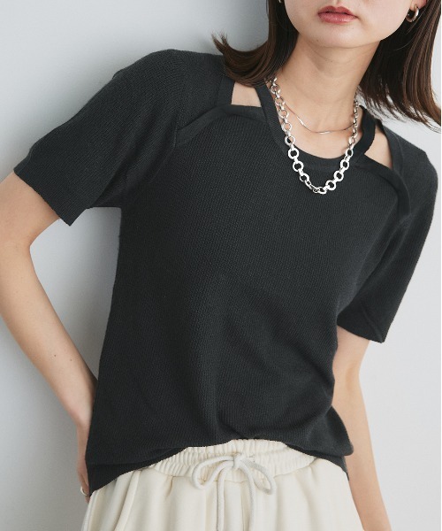 ad thie ニット セーター ショルダースリット デザインニット レディース - 画像 (2)