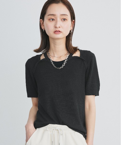 ad thie ニット セーター ショルダースリット デザインニット レディース - 画像 (8)