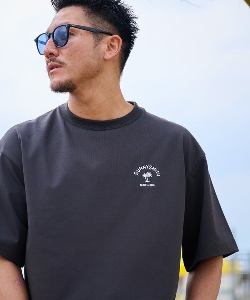 Sunny Smith tシャツ ヤシの木アーチロゴワンポイント刺繍Tシャツ メンズ レディース - 画像 (4)