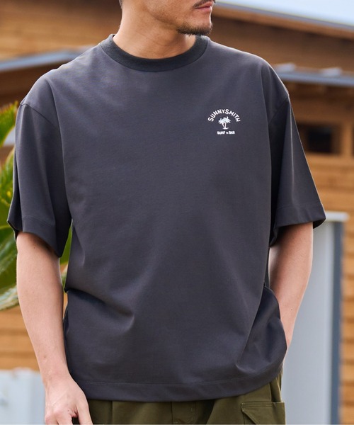 Sunny Smith tシャツ ヤシの木アーチロゴワンポイント刺繍Tシャツ メンズ レディース - 画像 (6)