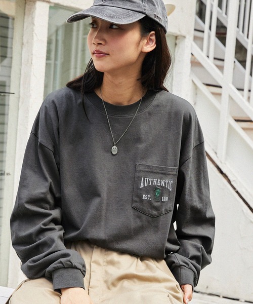 MONO-MART 「MONO-MART」 長袖カットソー M チャコールグレー レディース