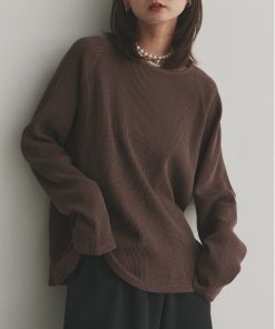 ad thie tシャツ ラグランスリーブ ワッフルプルオーバー レディース
