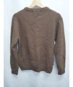 ◇ ⊇ nano universe ナノ ユニバース ラーベン編み クルーネック 長袖 ニット セーター サイズM ブラウン系 メンズ E