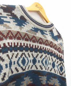 XL/古着 シアーズ 長袖 セーター メンズ 90s 大きいサイズ アクリル クルーネック ベージュ他 カーキ 25mar11 中古 ニット