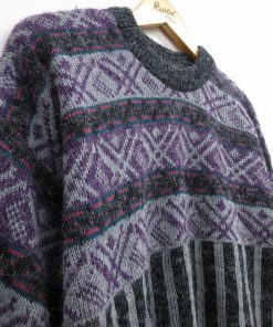 M/古着 ルティグレ 長袖 セーター メンズ 90s クルーネック グレー他 25mar28 中古 ニット トップス