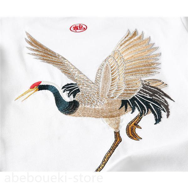 Tシャツ メンズ 半袖 夏服 プルオーバー トップス カジュアル ゆったり 和風 和柄 お兄系 刺繍 鶴 おしゃれ アウトドア 父の日 プレゼント - 画像 (6)