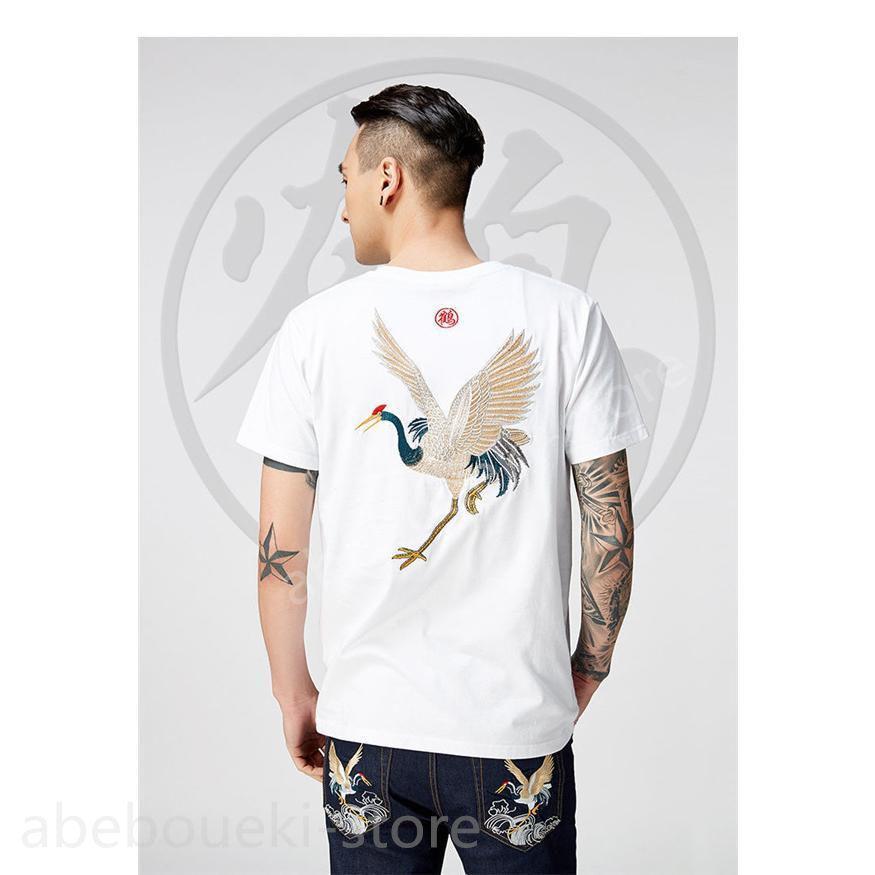 Tシャツ メンズ 半袖 夏服 プルオーバー トップス カジュアル ゆったり 和風 和柄 お兄系 刺繍 鶴 おしゃれ アウトドア 父の日 プレゼント - 画像 (7)