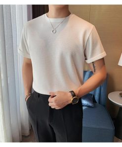 サマーニット メンズ ス クルーネック半袖ニット 半袖 無地 薄手 クルーネック Tシャツ ゴルフ シャツ キレイめ 夏 父の日