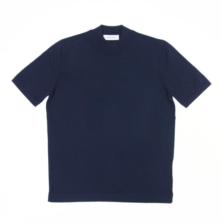 Gran Sasso グランサッソ モックネック ニット GRAN SASSO 半袖 12ゲージ コットン ニットT ニットカットソー ハイゲージ 58109 18120 ネイビー 国内正規品 - 画像 (4)