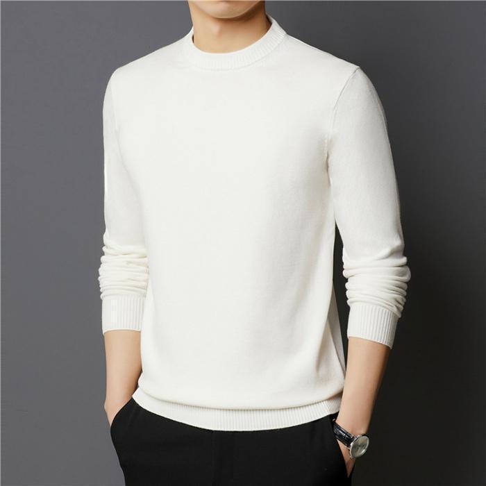 ニット 長袖ニット 無地 メンズ 2type クルーネック モックネック ハイネック セーター 重ね着 きれいめ 着こなし2023 - 画像 (2)