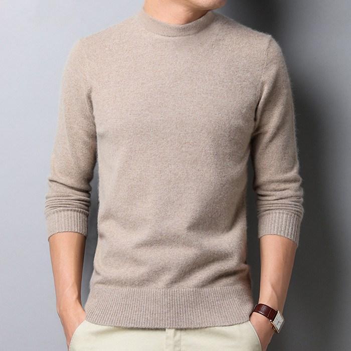 ニット 長袖ニット 無地 メンズ 2type クルーネック モックネック ハイネック セーター 重ね着 きれいめ 着こなし2023 - 画像 (4)