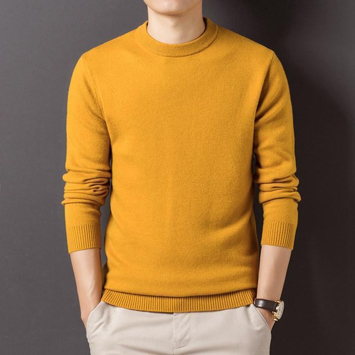 ニット 長袖ニット 無地 メンズ 2type クルーネック モックネック ハイネック セーター 重ね着 きれいめ 着こなし2023 - 画像 (5)