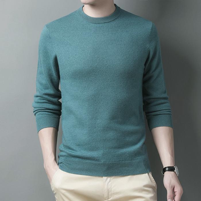 ニット 長袖ニット 無地 メンズ 2type クルーネック モックネック ハイネック セーター 重ね着 きれいめ 着こなし2023 - 画像 (6)