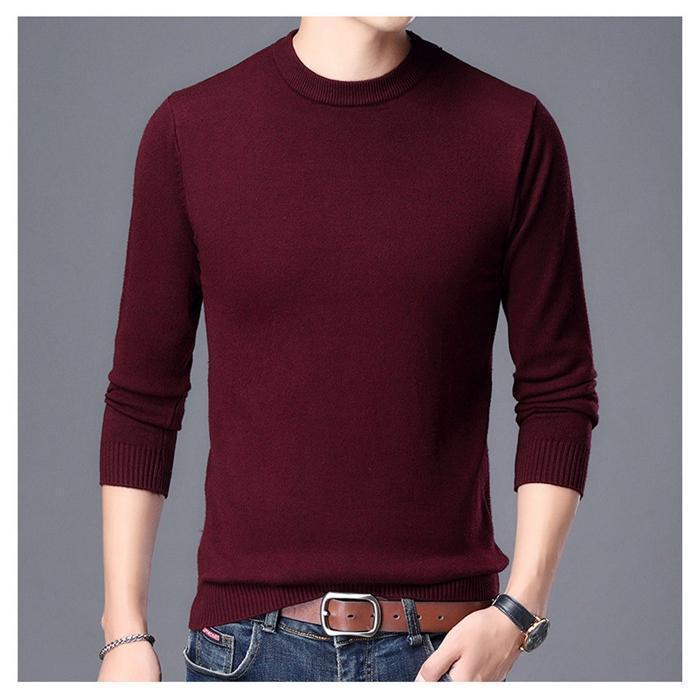 ニット 長袖ニット 無地 メンズ 2type クルーネック モックネック ハイネック セーター 重ね着 きれいめ 着こなし2023 - 画像 (7)