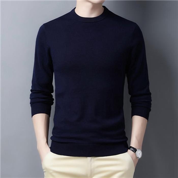 ニット 長袖ニット 無地 メンズ 2type クルーネック モックネック ハイネック セーター 重ね着 きれいめ 着こなし2023 - 画像 (8)