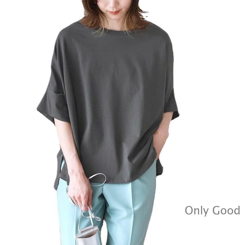 Tシャツ レディース 七分袖 50代 40代 30代 20代 トップス カットソー カジュアル クルーネック ゆったり ロング 体型カバー - 画像 (2)