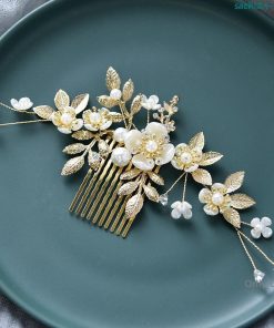 髪飾り 4点セット かんざし 簪 ヘアコーム ヘアピン 花 ボタニカル ゴールド 和装 洋装 結婚式 着物 成人式 卒業式 フォーマル ヘアアクセサリー 髪留め