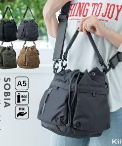 ショルダーバッグ レディース 巾着 斜め掛け おしゃれ ダブルポケット 軽量 a5 ペットボトル 2way トートバッグ 小さめ 自立