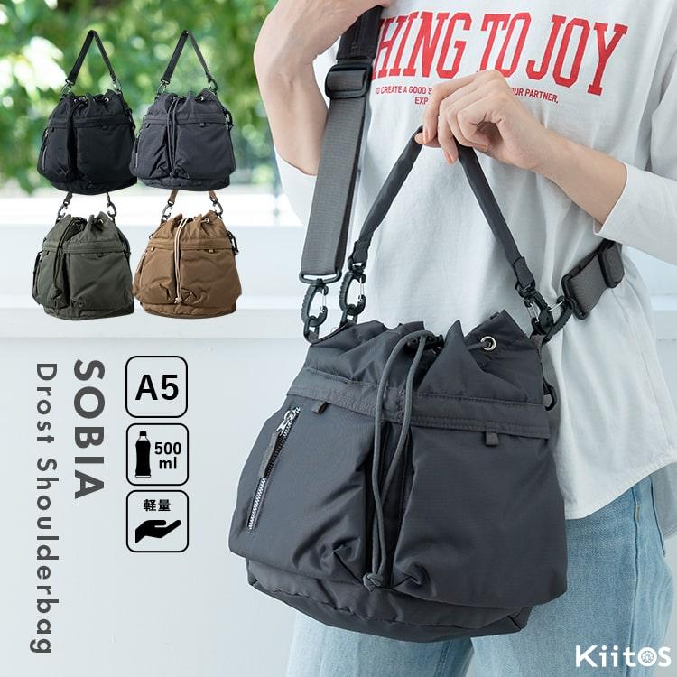 ショルダーバッグ レディース 巾着 斜め掛け おしゃれ ダブルポケット 軽量 a5 ペットボトル 2way トートバッグ 小さめ 自立