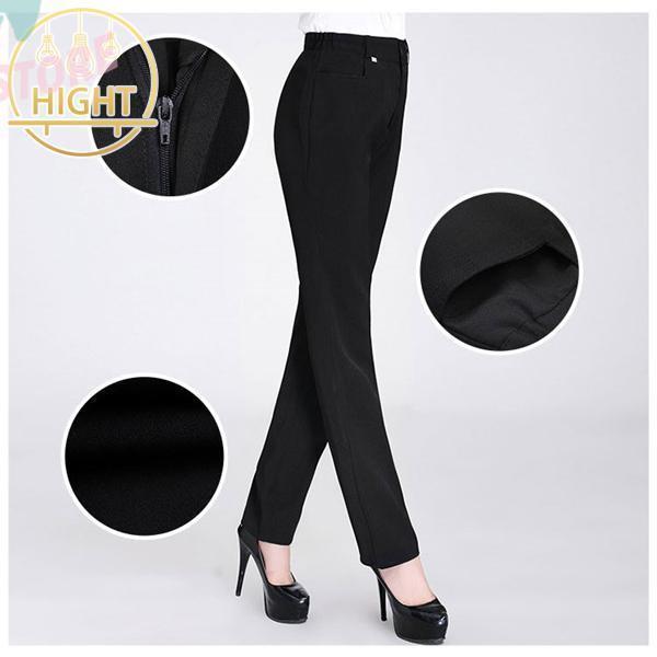 ビジネス パンツ レディース フォーマル ハイウエスト 制服 黒 ストレッチ 女性 OL オフィス 事務服 ゆったり 通勤 就活 大きいサイズ - 画像 (5)