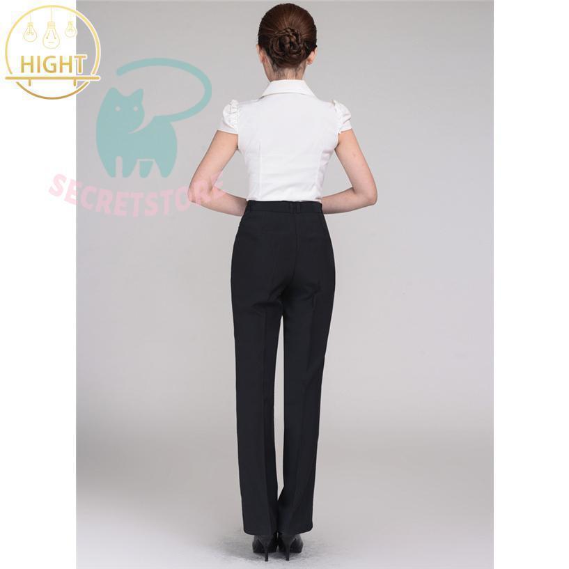 ビジネス パンツ レディース フォーマル ハイウエスト 制服 黒 ストレッチ 女性 OL オフィス 事務服 ゆったり 通勤 就活 大きいサイズ - 画像 (6)