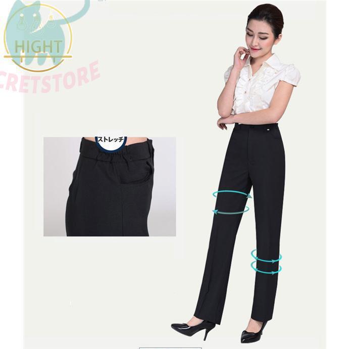 ビジネス パンツ レディース フォーマル ハイウエスト 制服 黒 ストレッチ 女性 OL オフィス 事務服 ゆったり 通勤 就活 大きいサイズ - 画像 (8)