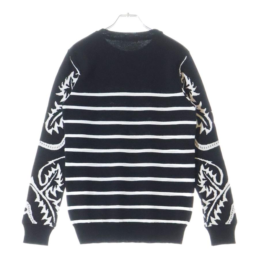 BALMAIN バルマン ショルダーボタン ボーダー 長袖ニットセーター ブラック/ホワイト S8H6176M209