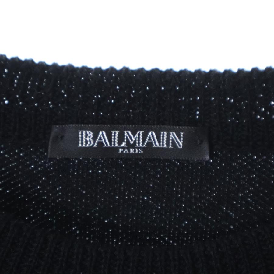 BALMAIN バルマン ショルダーボタン ボーダー 長袖ニットセーター ブラック/ホワイト S8H6176M209 - 画像 (5)