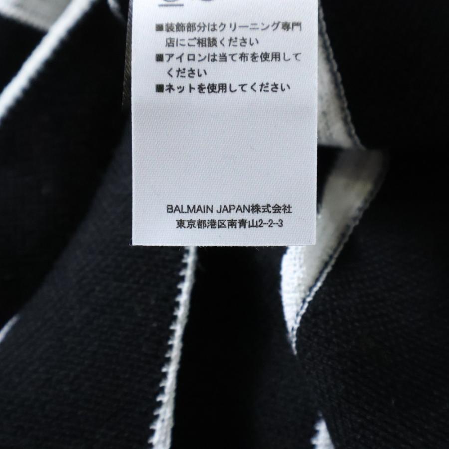 BALMAIN バルマン ショルダーボタン ボーダー 長袖ニットセーター ブラック/ホワイト S8H6176M209 - 画像 (7)