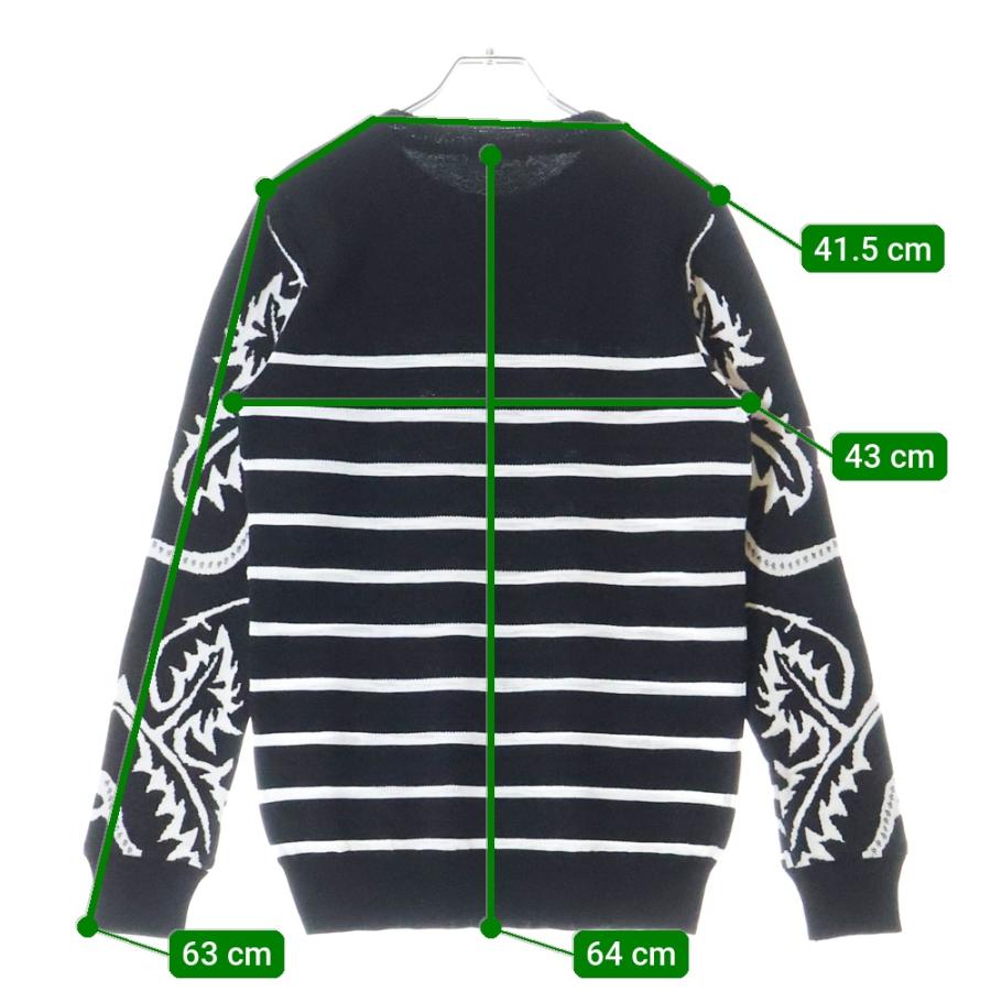 BALMAIN バルマン ショルダーボタン ボーダー 長袖ニットセーター ブラック/ホワイト S8H6176M209 - 画像 (8)