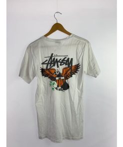 STUSSY◆カットソー/S/コットン/WHT/無地