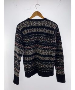 POLO RALPH LAUREN◆ニット・セーター(厚手)/M/ウール/BLK/総柄