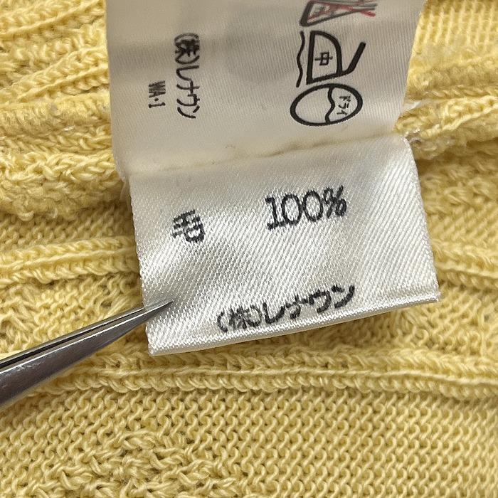 ベイヒル クラシック ニット セーター ダイヤチェック×シェブロン×ケーブル 刺繍 長袖 丸首 ニューウール100% M イエロー 黄 メンズ - 画像 (8)