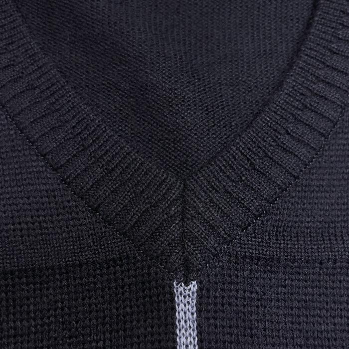 Golden Bear ゴールデンベア セーター ラダー柄 Vネック クマの刺繍 長袖 日本製 毛×アクリル M ダークネイビー 濃紺×緑×紺×黄 メンズ - 画像 (5)