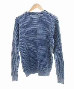 ベイフロー BAYFLOW ワッフル リブニット 長袖 ロゴタグ クルーネック 2 青 /JS レディース