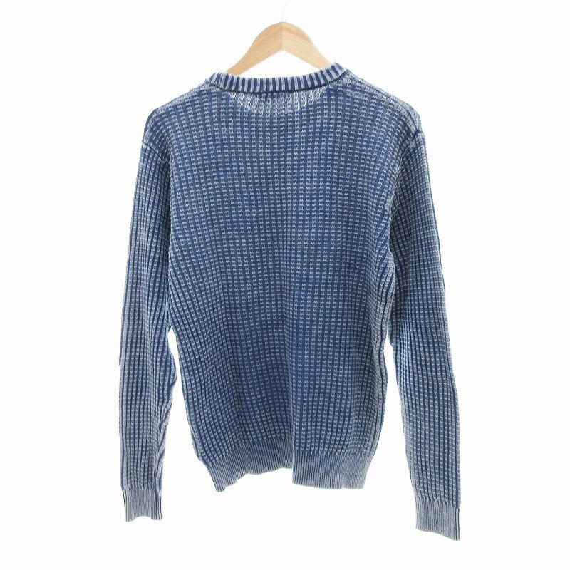 ベイフロー BAYFLOW ワッフル リブニット 長袖 ロゴタグ クルーネック 2 青 /JS レディース