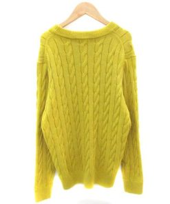 GLOBAL WORK グローバルワーク ニット セーター 長袖 クルーネック ケーブル編み M イエロー 黄色 /YM32 メンズ